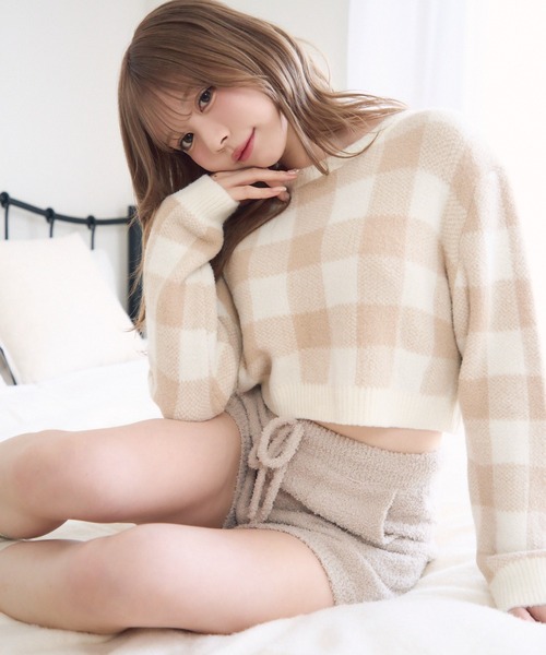 TITTY&CO.(ティティーアンドコー)の「チェック柄マシュマロニット(ルームウェア/パジャマ・レディース・ライトグレー/グレー/ベージュ/パープル・FREE)」の13枚目の写真