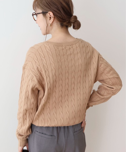 AMERICAN HOLIC（アメリカンホリック）の「バイパチケーブルニットプルオーバー（ニット/セーター・レディース・グレー系その他/アイボリー/ブルー/レッド/モカ/ネイビー・M/L）」の11枚目の写真