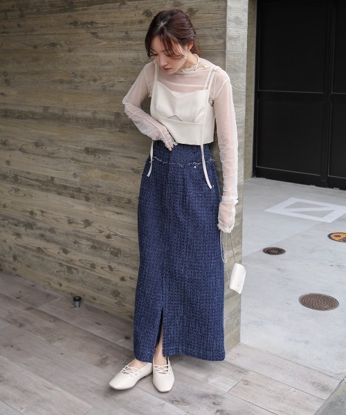 Bab（バブ）の「ドットダメージデニムスカート（デニムスカート・レディース・ブルー/ブラック/インディゴブルー・FREE）」の6枚目の写真