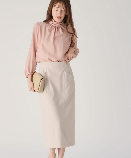 COUP DE CHANCE（クードシャンス）の「【洗える／日本製】ナロータイトスカート（スカート・レディース・ナチュラル/ライトイエロー系/ネイビー・34/40/38/36）」の5枚目の写真