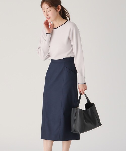 COUP DE CHANCE（クードシャンス）の「【洗える／日本製】ナロータイトスカート（スカート・レディース・ナチュラル/ライトイエロー系/ネイビー・34/40/38/36）」の9枚目の写真