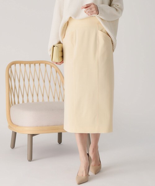 COUP DE CHANCE（クードシャンス）の「【洗える／日本製】ナロータイトスカート（スカート・レディース・ナチュラル/ライトイエロー系/ネイビー・34/40/38/36）」の12枚目の写真