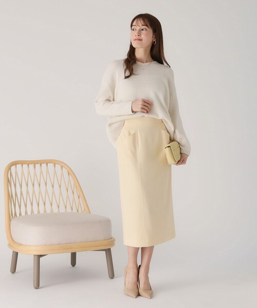 COUP DE CHANCE（クードシャンス）の「【洗える／日本製】ナロータイトスカート（スカート・レディース・ナチュラル/ライトイエロー系/ネイビー・34/40/38/36）」の13枚目の写真
