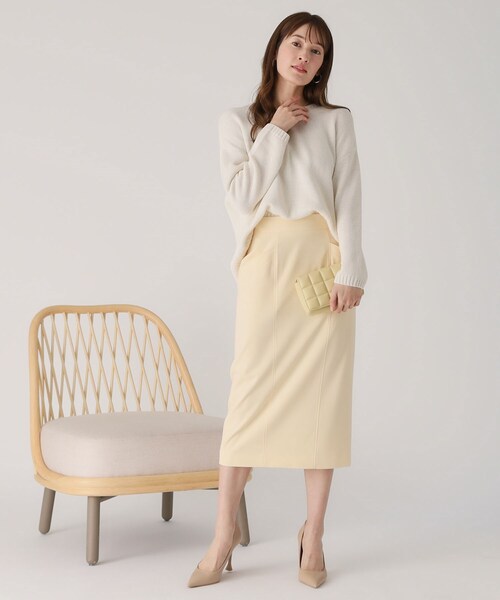 COUP DE CHANCE（クードシャンス）の「【洗える／日本製】ナロータイトスカート（スカート・レディース・ナチュラル/ライトイエロー系/ネイビー・34/40/38/36）」の14枚目の写真
