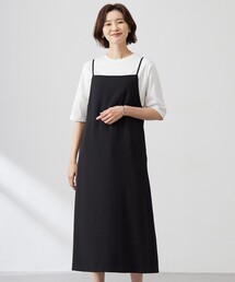 【洗える】バックサテンジョーゼット キャミワンピース