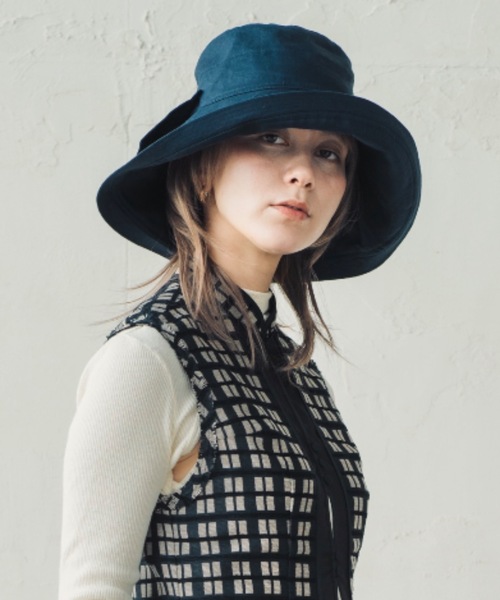 ORIENT(オリエント)の「RAY【レイ】リネン100% サンシェードハット(ハット・レディース・ブラック/オレンジ/ブルー/キナリ/ネイビー・FREE)」の3枚目の写真