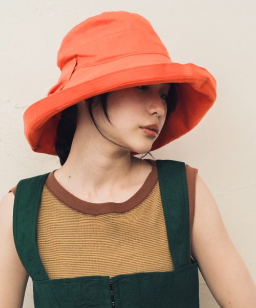 ORIENT(オリエント)の「RAY【レイ】リネン100% サンシェードハット(ハット・レディース・ブラック/オレンジ/ブルー/キナリ/ネイビー・FREE)」の5枚目の写真