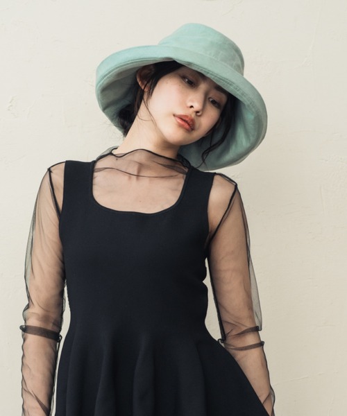 ORIENT(オリエント)の「RAY【レイ】リネン100% サンシェードハット(ハット・レディース・ブラック/オレンジ/ブルー/キナリ/ネイビー・FREE)」の4枚目の写真