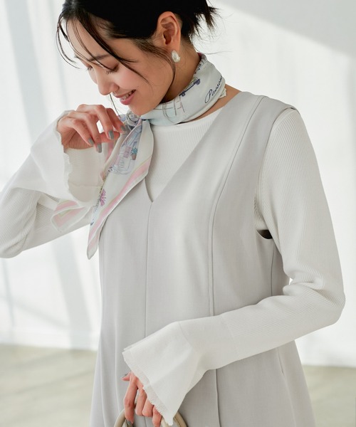 ROPE' PICNIC（ロペピクニック）の「【花粉ガード】クリアツイルジャンパースカート/セレモニー・通勤対応・セットアップ対応（ジャンパースカート・レディース・ネイビー/ライトグレー/イエロー系その他3・36/38）」の12枚目の写真