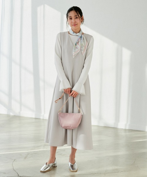 ROPE' PICNIC（ロペピクニック）の「【花粉ガード】クリアツイルジャンパースカート/セレモニー・通勤対応・セットアップ対応（ジャンパースカート・レディース・ネイビー/ライトグレー/イエロー系その他3・36/38）」の6枚目の写真