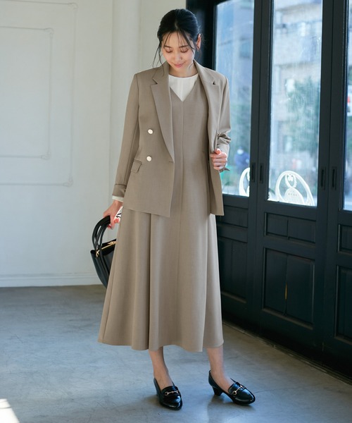 ROPE' PICNIC（ロペピクニック）の「【花粉ガード】クリアツイルジャンパースカート/セレモニー・通勤対応・セットアップ対応（ジャンパースカート・レディース・ネイビー/ライトグレー/イエロー系その他3・36/38）」の7枚目の写真