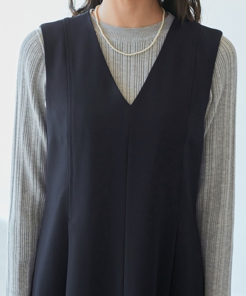 ROPE' PICNIC（ロペピクニック）の「【花粉ガード】クリアツイルジャンパースカート/セレモニー・通勤対応・セットアップ対応（ジャンパースカート・レディース・ネイビー/ライトグレー/イエロー系その他3・36/38）」の19枚目の写真