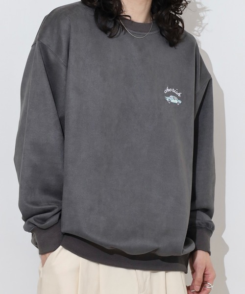 Jungle Storm(ジャングルストーム)の「One-point embroidered cut suede trainer / ワンポイント刺繍カットスエードトレーナー unisex(スウェット・メンズ・チャコール/カーキ/ライトグリーン・L/M)」の14枚目の写真