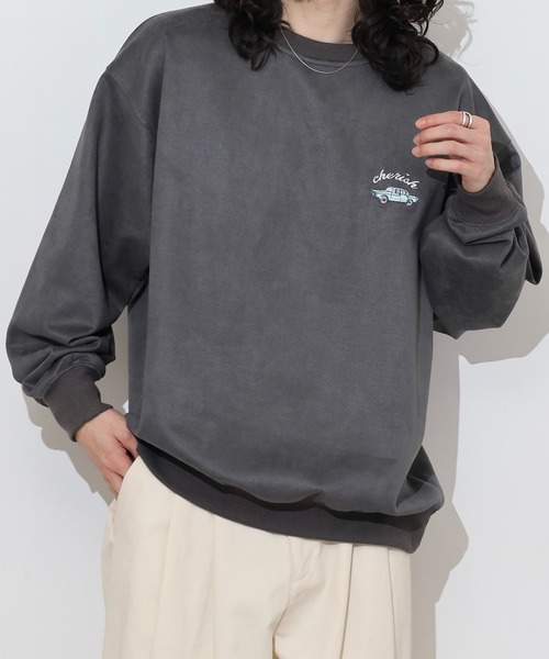 Jungle Storm(ジャングルストーム)の「One-point embroidered cut suede trainer / ワンポイント刺繍カットスエードトレーナー unisex(スウェット・メンズ・チャコール/カーキ/ライトグリーン・L/M)」の15枚目の写真