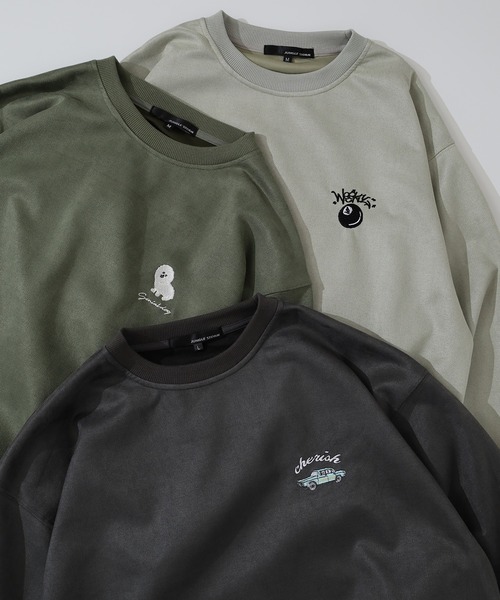 Jungle Storm(ジャングルストーム)の「One-point embroidered cut suede trainer / ワンポイント刺繍カットスエードトレーナー unisex(スウェット・メンズ・チャコール/カーキ/ライトグリーン・L/M)」の18枚目の写真