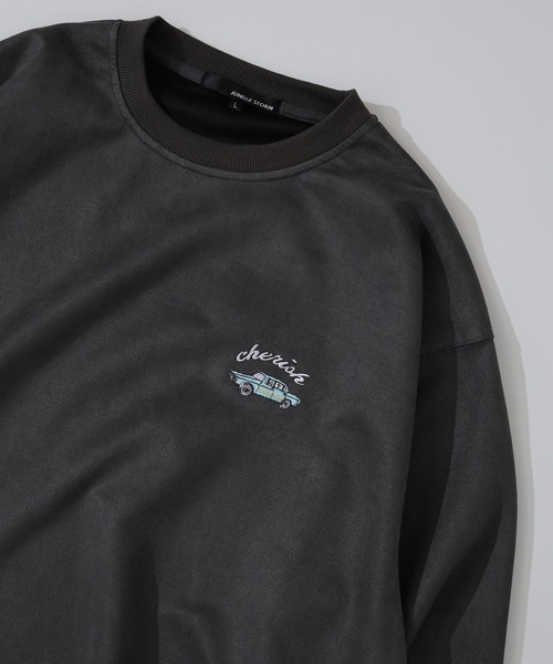 Jungle Storm(ジャングルストーム)の「One-point embroidered cut suede trainer / ワンポイント刺繍カットスエードトレーナー unisex(スウェット・メンズ・チャコール/カーキ/ライトグリーン・L/M)」の17枚目の写真