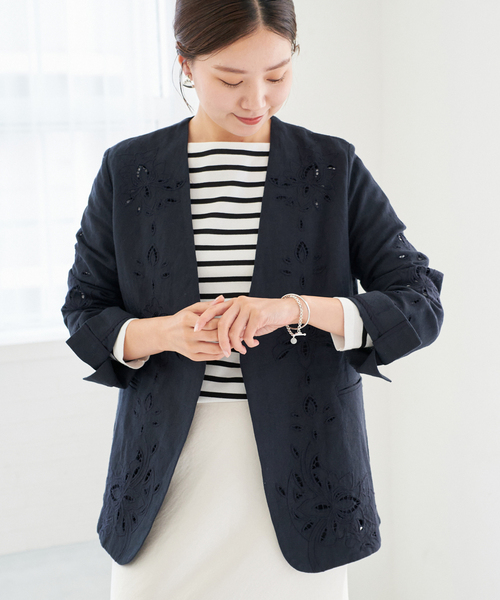 IENA｜コットンリネン カットワークレース ジャケット | Rakuten