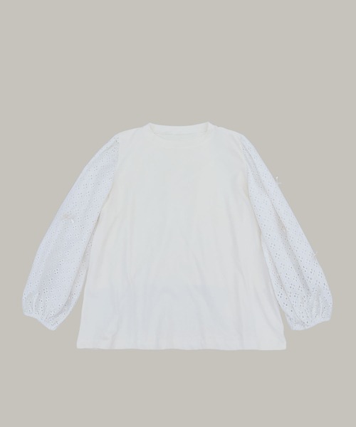aimoha(アイモハ)の「レーススリーブプルオーバー(Tシャツ/カットソー・レディース・ブラック/ホワイト・FREE)」の5枚目の写真