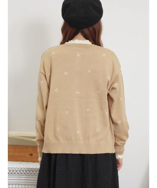 Samansa Mos2(サマンサ モスモス)の「リボン刺繍カーディガン(カーディガン/ボレロ・レディース・グリーン/ベージュ/キナリ/チャコールグレー・F)」の6枚目の写真