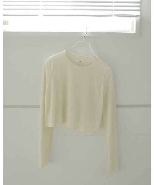 anuke（アンヌーク）の「anuke Velour Short Tops 62510610（Tシャツ/カットソー・レディース・オフホワイト/ブラック・FREE）」の7枚目の写真