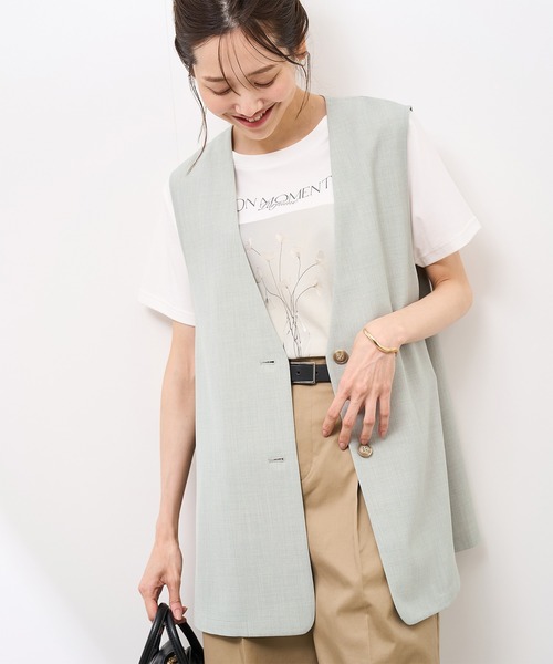 ROPE' PICNIC（ロペピクニック）の「【抗菌防臭・接触冷感・UVカット】カナパノースーリーブジレ/セットアップ対応（ベスト・レディース・ネイビー/グリーン系その他/ベージュ・38）」の3枚目の写真