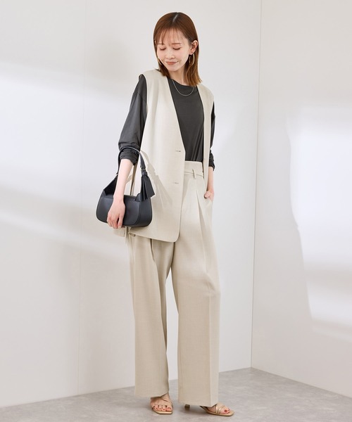 ROPE' PICNIC（ロペピクニック）の「【抗菌防臭・接触冷感・UVカット】カナパノースーリーブジレ/セットアップ対応（ベスト・レディース・ネイビー/グリーン系その他/ベージュ・38）」の5枚目の写真