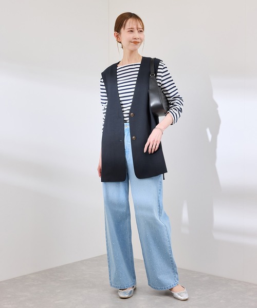 ROPE' PICNIC（ロペピクニック）の「【抗菌防臭・接触冷感・UVカット】カナパノースーリーブジレ/セットアップ対応（ベスト・レディース・ネイビー/グリーン系その他/ベージュ・38）」の9枚目の写真