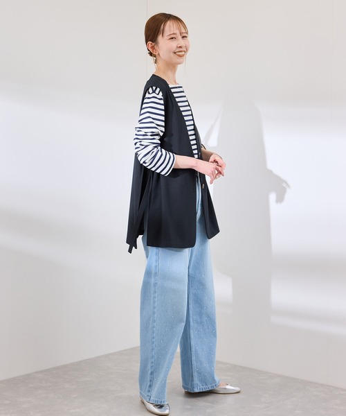 ROPE' PICNIC（ロペピクニック）の「【抗菌防臭・接触冷感・UVカット】カナパノースーリーブジレ/セットアップ対応（ベスト・レディース・ネイビー/グリーン系その他/ベージュ・38）」の10枚目の写真