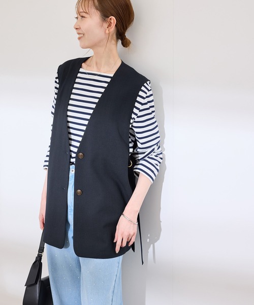 ROPE' PICNIC（ロペピクニック）の「【抗菌防臭・接触冷感・UVカット】カナパノースーリーブジレ/セットアップ対応（ベスト・レディース・ネイビー/グリーン系その他/ベージュ・38）」の11枚目の写真