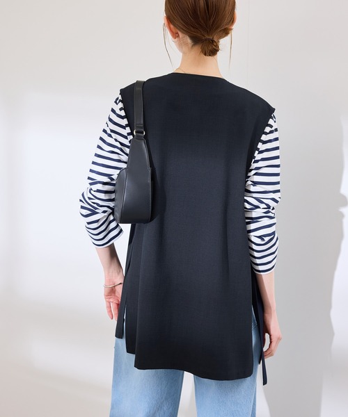 ROPE' PICNIC（ロペピクニック）の「【抗菌防臭・接触冷感・UVカット】カナパノースーリーブジレ/セットアップ対応（ベスト・レディース・ネイビー/グリーン系その他/ベージュ・38）」の14枚目の写真