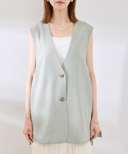 ROPE' PICNIC（ロペピクニック）の「【抗菌防臭・接触冷感・UVカット】カナパノースーリーブジレ/セットアップ対応（ベスト・レディース・ネイビー/グリーン系その他/ベージュ・38）」の22枚目の写真