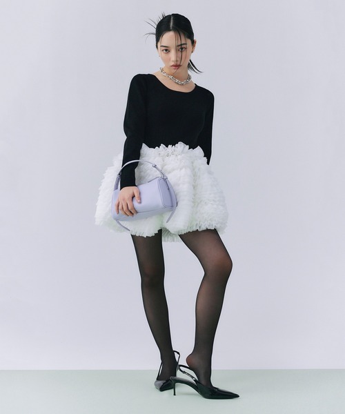 セール】ボリュームチュールフリルニットワンピース（ワンピース