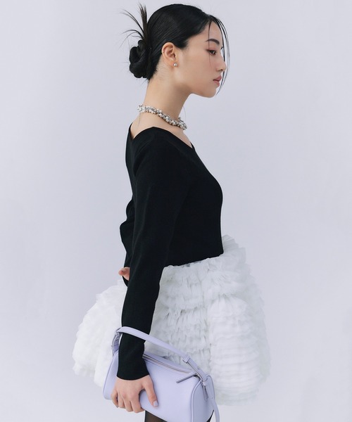 セール】ボリュームチュールフリルニットワンピース（ワンピース