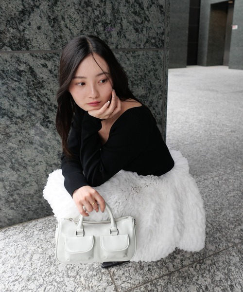 セール】ボリュームチュールフリルニットワンピース（ワンピース