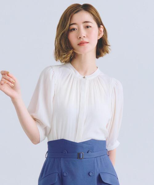 grove(グローブ)の「【洗える】ヴィンテージサテンウイングスリーブブラウス(シャツ/ブラウス・レディース・オフホワイト/チャコールグレー/ホワイト系3/ネイビー系/ピンク・02/03/01/04/05)」の1枚目の写真