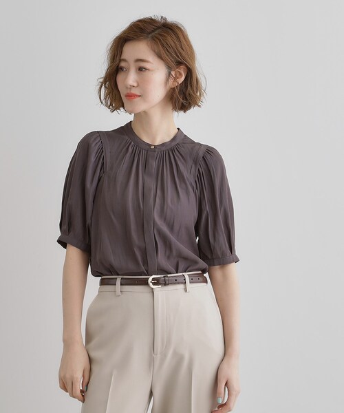 grove(グローブ)の「【洗える】ヴィンテージサテンウイングスリーブブラウス(シャツ/ブラウス・レディース・オフホワイト/チャコールグレー/ホワイト系3/ネイビー系/ピンク・02/03/01/04/05)」の19枚目の写真