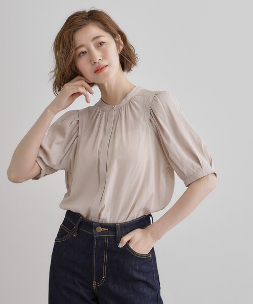 grove(グローブ)の「【洗える】ヴィンテージサテンウイングスリーブブラウス(シャツ/ブラウス・レディース・オフホワイト/チャコールグレー/ホワイト系3/ネイビー系/ピンク・02/03/01/04/05)」の22枚目の写真