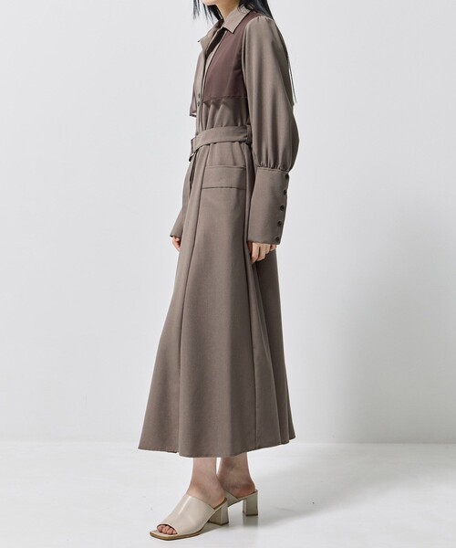 セール】オープンカラーシャツワンピース｜ウォッシャブル/シワ