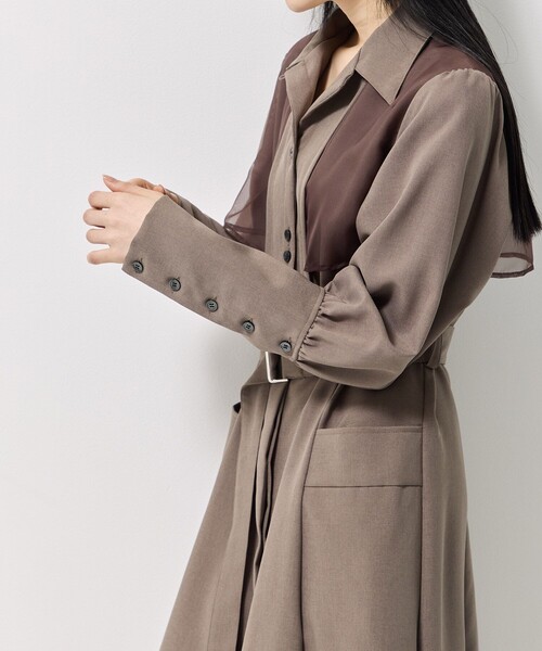 セール】オープンカラーシャツワンピース｜ウォッシャブル/シワ防止