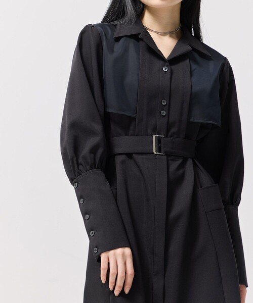 オープンカラーシャツワンピース｜ウォッシャブル/シワ防止/秋服