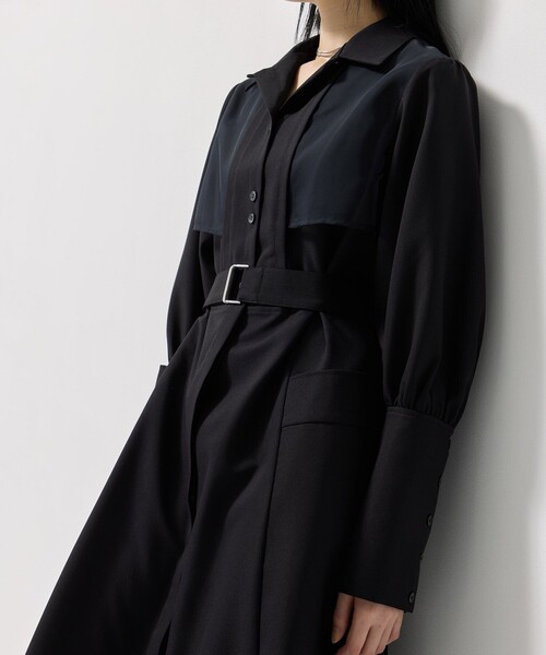 セール】オープンカラーシャツワンピース｜ウォッシャブル/シワ