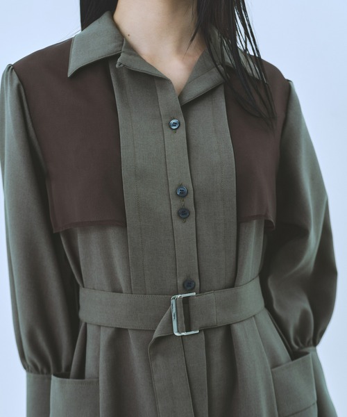 残りわずか！】オープンカラーシャツワンピース｜ウォッシャブル/シワ