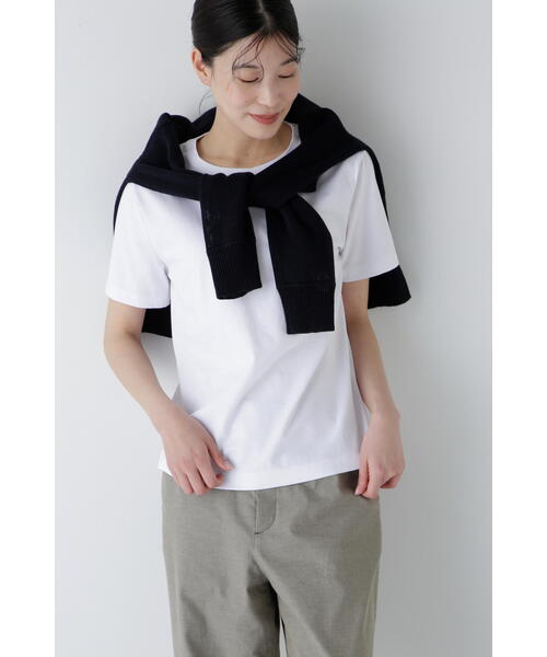 human woman(ヒューマンウーマン)の「◆半袖Tシャツオーガニック綿天竺(Tシャツ/カットソー・レディース・ホワイト・MEDIUM)」の3枚目の写真