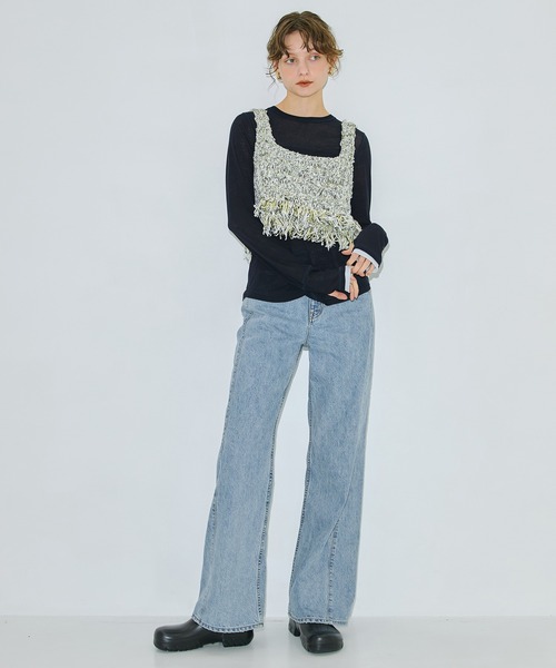 PUBLIC TOKYO（パブリックトウキョウ）の「レイヤースリーブシアートップ（Tシャツ/カットソー・レディース・ホワイト/グリーン/イエロー/ネイビー/ダークグレー/ライトピンク・FREE）」の8枚目の写真