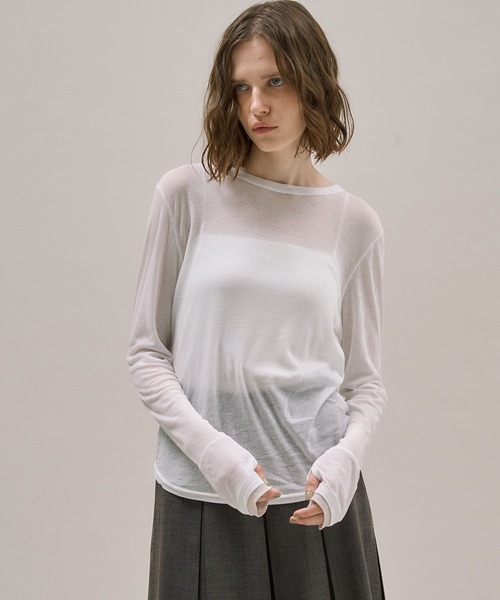 PUBLIC TOKYO（パブリックトウキョウ）の「レイヤースリーブシアートップ（Tシャツ/カットソー・レディース・ホワイト/グリーン/イエロー/ネイビー/ダークグレー/ライトピンク・FREE）」の9枚目の写真