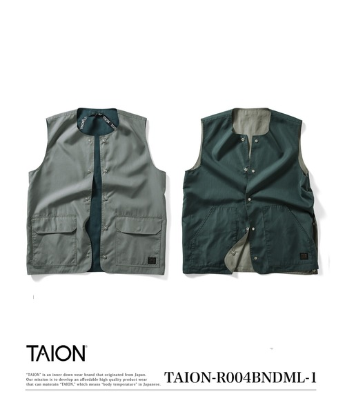 TAION（タイオン）の「【TAION(タイオン)】〈ユニセックス〉ノンダウン ミリタリー リバーシブル クルーネック ベスト（ベスト・メンズ・ダークグリーン系/ダークオリーブ/ダークネイビー/オフホワイト/ブラック・L/S/M/XS/XL）」の4枚目の写真