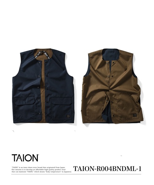 TAION（タイオン）の「【TAION(タイオン)】〈ユニセックス〉ノンダウン ミリタリー リバーシブル クルーネック ベスト（ベスト・メンズ・ダークグリーン系/ダークオリーブ/ダークネイビー/オフホワイト/ブラック・L/S/M/XS/XL）」の5枚目の写真