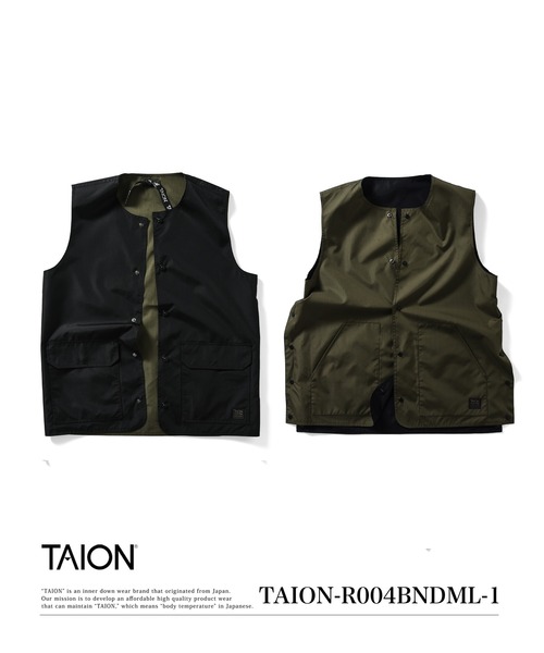 TAION（タイオン）の「【TAION(タイオン)】〈ユニセックス〉ノンダウン ミリタリー リバーシブル クルーネック ベスト（ベスト・メンズ・ダークグリーン系/ダークオリーブ/ダークネイビー/オフホワイト/ブラック・L/S/M/XS/XL）」の2枚目の写真