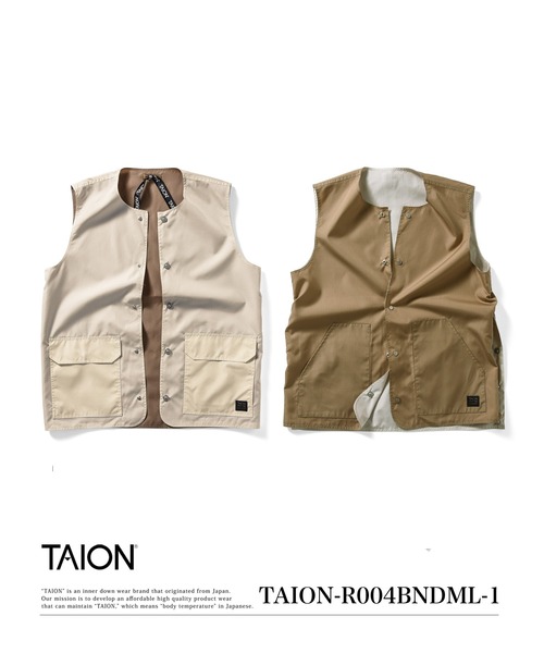 TAION（タイオン）の「【TAION(タイオン)】〈ユニセックス〉ノンダウン ミリタリー リバーシブル クルーネック ベスト（ベスト・メンズ・ダークグリーン系/ダークオリーブ/ダークネイビー/オフホワイト/ブラック・L/S/M/XS/XL）」の6枚目の写真