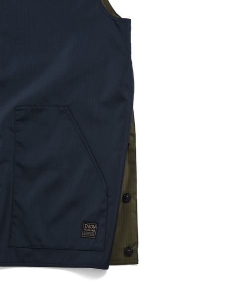 TAION（タイオン）の「【TAION(タイオン)】〈ユニセックス〉ノンダウン ミリタリー リバーシブル クルーネック ベスト（ベスト・メンズ・ダークグリーン系/ダークオリーブ/ダークネイビー/オフホワイト/ブラック・L/S/M/XS/XL）」の11枚目の写真